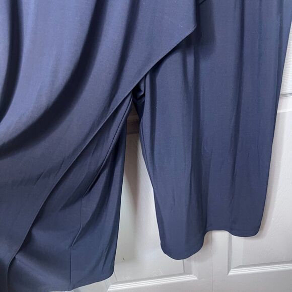 Adrianna Papell Navy Blue Sleeveless Formal Pantsuit Cascade Draped Plus SZ 20W - Picture 8 of 13